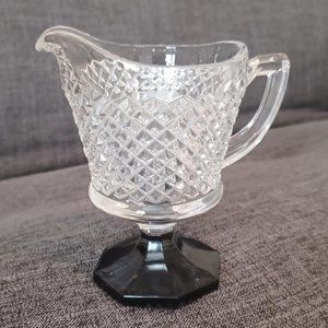 Westmoreland English Hobnail Crystal Creamer with Black Base
